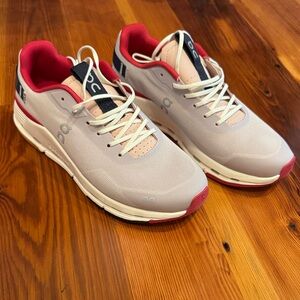 On Running Women's Gray and Pink Athletic Shoes